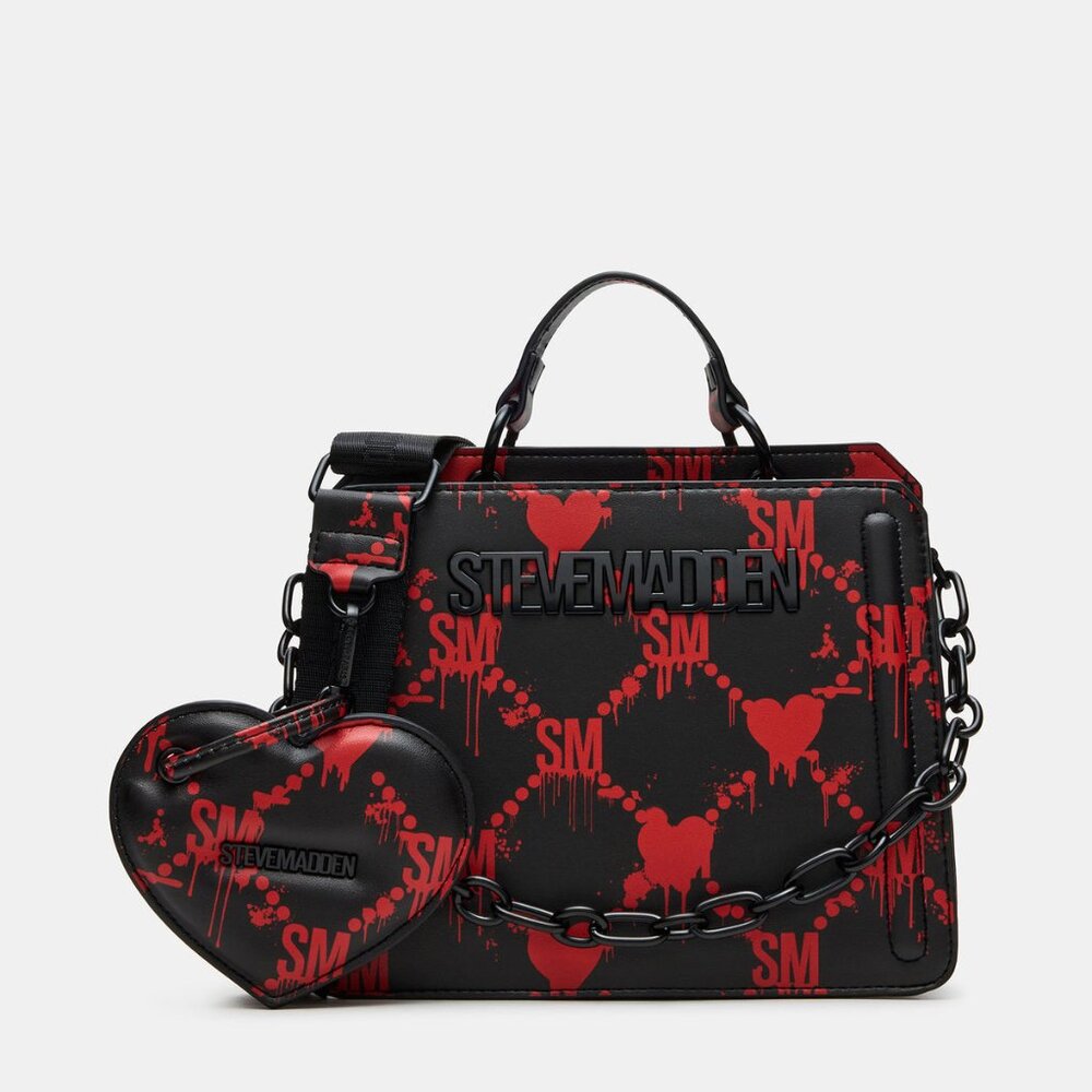 Steve Madden Evelyn Bag Drippy Hearts Black/red